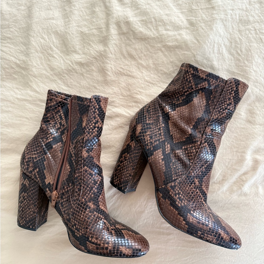 ALDO Brown Snake Ankle Boots